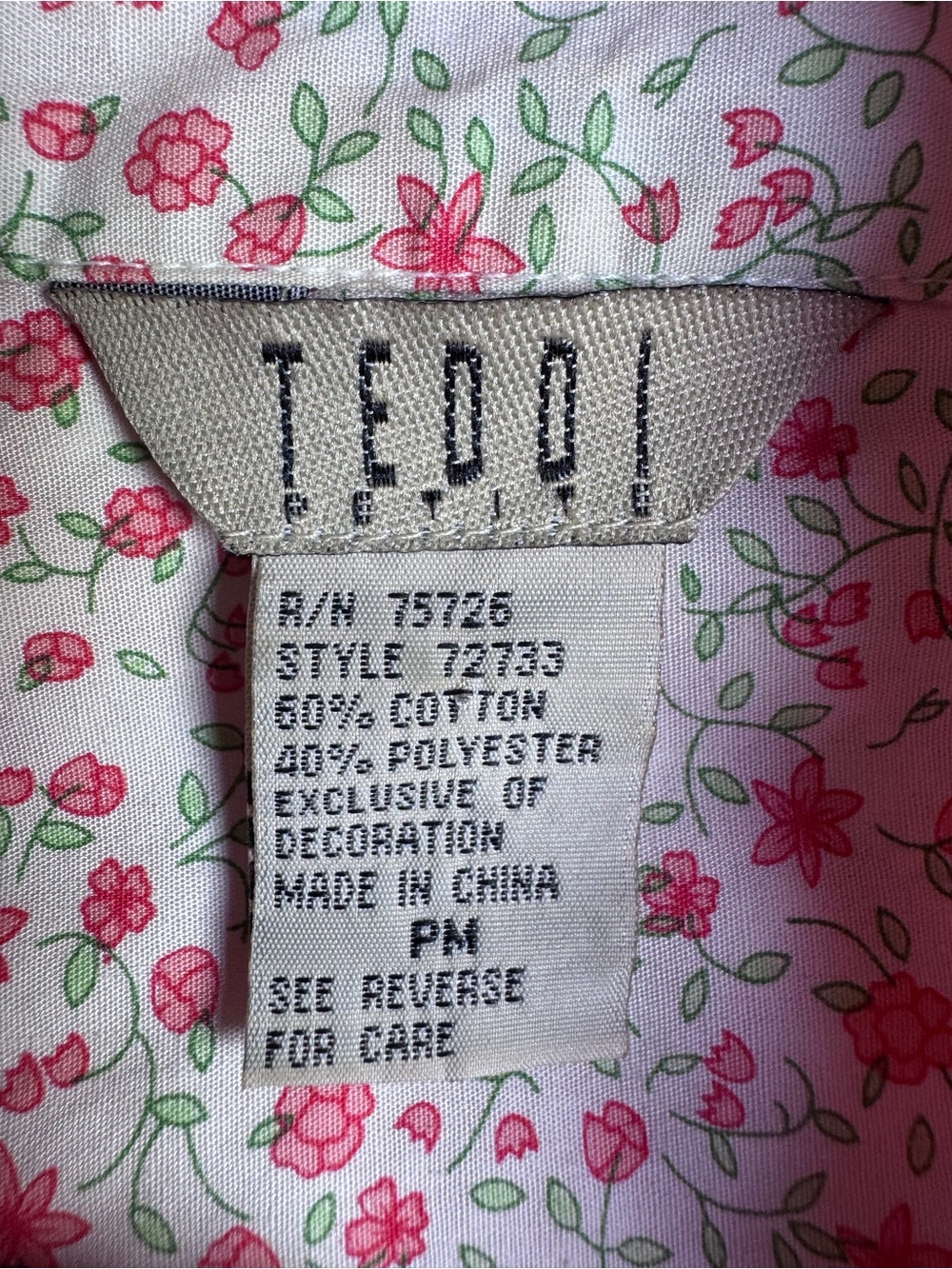 Teddi Pink Gingham Embroidered Tulip Floral VTG Country Cottagecore Blouse Sz PM - Picture 9 of 11